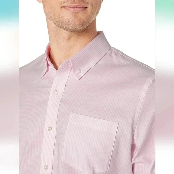 Goodthreads Buttoned Down Long Sleeve Pink Stripe Shirt Standard Fit Size XL NWT - Picture 3 of 9